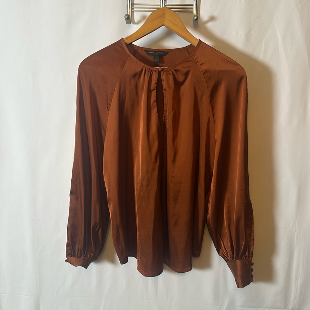 Banana Republic bronze blouse with cute button sleeves